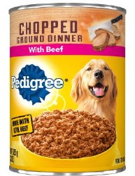 Pedigree Chopped Ground Dinner with Beef Canned, Wet Dog Food, 22oz