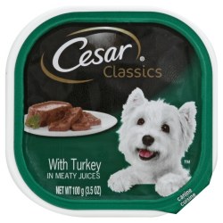 Cesar Classics Loaf in Sauce Turkey Recipe, Wet Dog Food Tray, 3.5oz