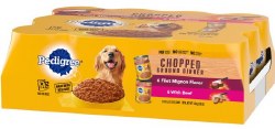 Pedigree Chopped Ground Dinner Variety Pack with Filet Mignon and Beef Canned Wet Dog Food Case of 12, 13.2oz Cans