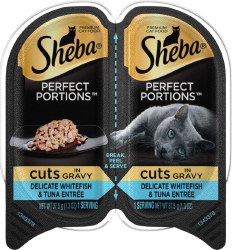 Sheba Perfect Portions Cuts in Gravy Savory Ocean Whitefish and Tuna Entree Grain Free Wet Cat Food 2.6oz