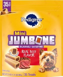 Pedigree Mini Jumbone Real Beef Flavor, Dog Treats, 35 Pack