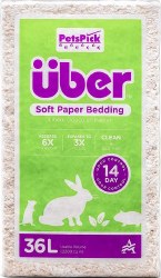 Uber Soft Paper Small Animal Bedding, White, 36L