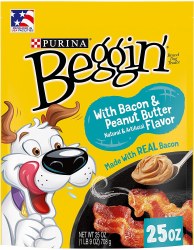 Purina Beggin' Strips Bacon & Peanut Butter Flavor, Dog Treats, 25oz