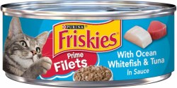 Purina Friskies Prime Filets Ocean Whitefish and Tuna, Wet Cat Food, 5.5oz