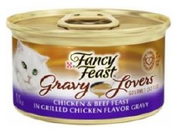 Purina Fancy Feast Gravy Lovers Chicken and Beef Feast in Grilled Chicken Flavor Gravy Canned, Wet Cat Food, Case of 24, 3oz