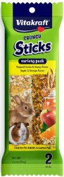 Sunseed Vitakraft Crunch Sticks Variety Pack Small Animal Treats, Grain and Honey Apple and Orange, 2.5oz, 2 count