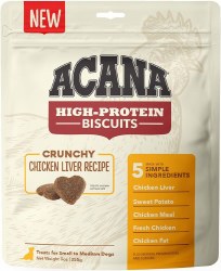 Acana High-Protein Chicken Liver Crunchy Biscuits Dog Treat Small 9oz