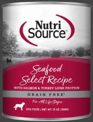 NutriSource All Life Stages Formula Grain Free Seafood Select Salmon Recipe Canned, Wet Dog Food, 13oz