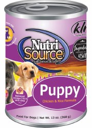 NutriSource Puppy Formula Chicken and Rice Recipe Canned, Wet Dog Food, case of 12, 13oz Cans