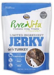 Pure Vita Turkey Jerky, Dog Treats, case of 8, 4oz