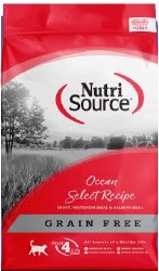 NutriSource Grain Free Ocean Select Entree with Trout, Whitefish Meal, and Salmon Meal Protein, Dry Cat Food, 15lb