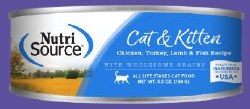 NutriSource Chicken, Turkey, Lamb, and Whitefish Recipe Canned, Wet Cat Food, case of 12, 5oz Cans