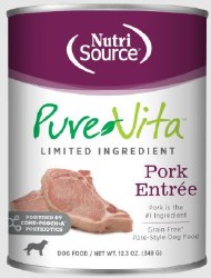 NutriSource Pure Vita Grain Free Beef Entree Tetra Pack, Wet Dog Food, Case of 12, 12.5oz