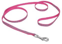 Lazer Bright Reflective 3/8 inch x 6ft Pink Zebra Leash