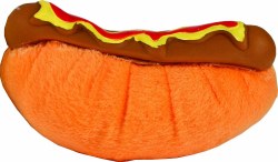 4.25 inch Plush And Vinyl Hot Dog With Squeaker