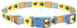 1 inch x 14-20 inch Adjustable Collar Peace Love