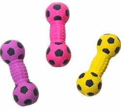 Spot Filled Latex Soccer Dumbell Dog Toy Small