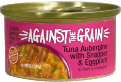 Against the Grain Tuna Aubergine with Snapper and Eggplant Grain Free Canned Wet Cat Food case of 24, 2.8oz Cans