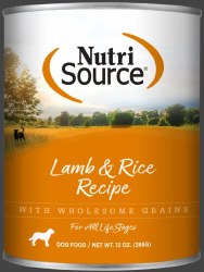 NutriSource All Life Stages Formula Lamb and Rice Recipe Canned, Wet Dog Food, Case of 12, 13oz