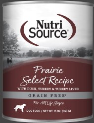 NutriSource Prairie Grain Free, Wet Dog Food, Case of 12, 13oz