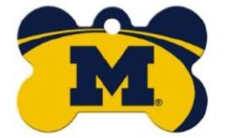 Dog Tag Bone Shape Sports Teams NCAA Wolverines, Large