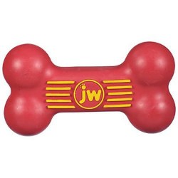 JW Squeak Bone, Heavy Duty Rubber, Long Winded Squeaker, Large