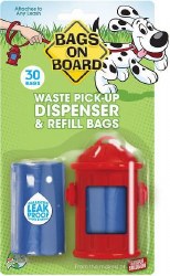 Bags On Board Fire Hydrant Dog Waste Bag Dispenser with Refills, 30 Count