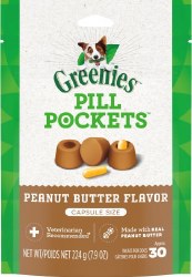 Greenies Pill Capsule Peanut Butter, Dog Treats, 30 Count