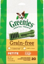 Greenies Grain Free Petite Dog 15-20lbs Treats 12oz 20 Count