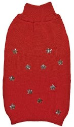 Sequin Stars Sweater, Red, Medium