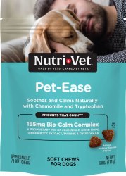 NutriVet Pet Ease Calming Soft Chews for Dogs, Smoked Hickory Flavored, 65 count