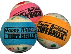 PetSport Happy Birthday Tuff Balls, Assorted, 2.5 inch, 3 pack