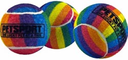 PetSport Tuff Balls Rainbow Squeak Rainbow, 2.5 inch, 3 pack