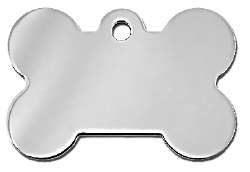 Dog Tag Bone Shape, Chrome Bone, Large