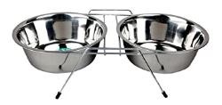 Advance Pet Stainless Steel Double Diner Dish, Dog Bowls, 2Qt