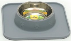 Advance Pet Silicone Square Single Mat, Dog Bowls, Gray, 1Qt