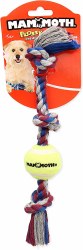 Mammoth Flossy Chews 3 Knot Rope Chew with Tennis Ball for Dogs, Multicolor, 11 inch