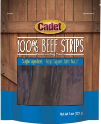 Cadet Butcher Treats Beef Strips, Dog Treats, 8oz