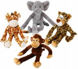 MultiPet Swingin' Safari Plush Dog Toy with Squeaker, Assorted Colors, 19 inch