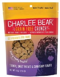 Charlee Bear Grain Free Crunch Dog Treats, Turkey, Sweet Potato, and Cranberry, 8oz