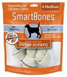 Smartbones Sweet Potato Flavored 6 pack Small Rawhide Free Dog Chews
