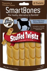 Smartbones Stuffed With Peanut Butter Twists Rawhide Free Dog Chews 6 pack