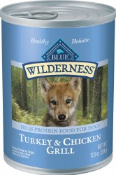 Blue Buffalo Wilderness Puppy Formula Turkey and Chicken Grill Recipe Grain Free Canned, Wet Dog Food, 12.5oz