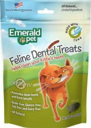 Emerald Pet Grain Free Dental Treats for Cats, Tuna, 3oz