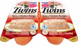 Inaba Twins Grain Free Side Dish for Cats, Chicken and Tuna, Cat Treat, 1.23oz, 2 Count