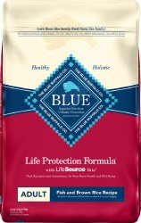 Blue Buffalo Life Protection Formula Adult Fish and Brown Rice Recipe, Dry Dog Food, 30lb