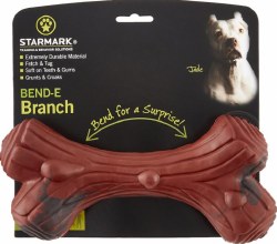 Starmark Bend-E-Branch, Tough Rubber for Rough Play, Dog Treats, Large