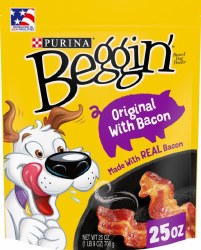 Purina Beggin' Strip Bacon, Dog Treats, Case of 4, 25oz