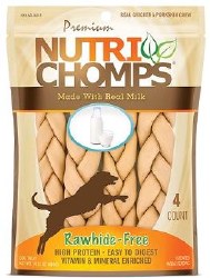 Nutri Chomps Premium Nutri Chomps 9 inch Milk Flavor Braid Dog Treats, Digestible Dog Chew, 4 count