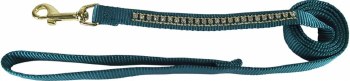 Hamilton Gold Rhinestone Dog Lead 5/8 inch thick, 4 feet long, Dark Green